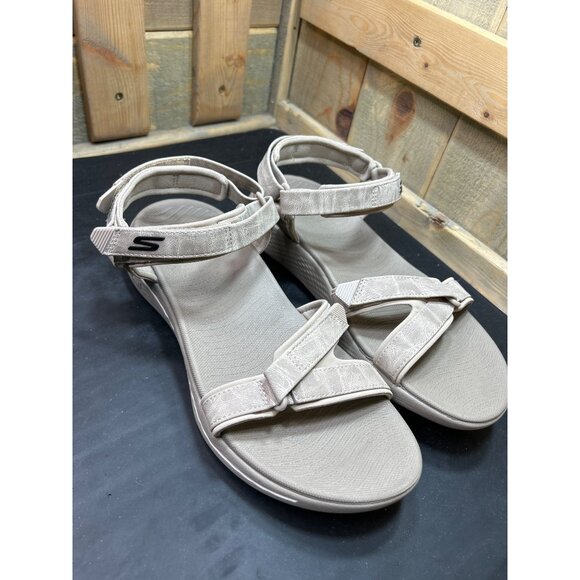 Skechers Womens GoGolf Arch Fit Sandals Size 10 Beige Adjustable Straps - Picture 3 of 10